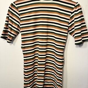 Albion Fit puff sleeve striped shirt
